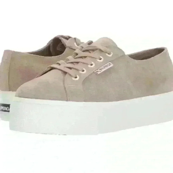 SUPERGA women’s tan suede platform lace up sneakers - Picture 1 of 7